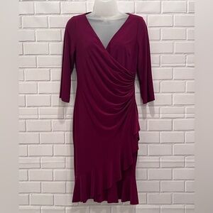 AMERICAN LIVING women wrap fuchsia v neck cocktail dress/size 6